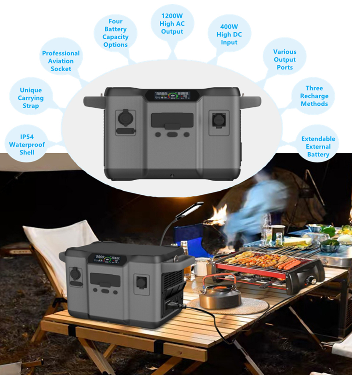 1200W Hochleistungs-Solargenerator für Backup-Ladung
